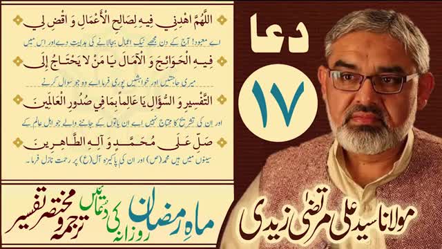 Maah e Ramzan | 17th Din Ki Dua | Mukhtasir Tarjuma Wa Tafseer | Moulana Ali Murtaza Zaidi | Urdu