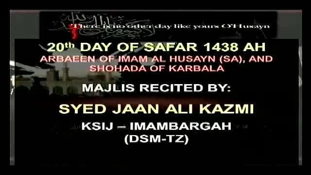 Majlis 20th Day of Safar 1438 Hijari 2016 - Yawm-E-Arbaeen By Allama Syed Jan Ali Shah Kazmi - Urdu 