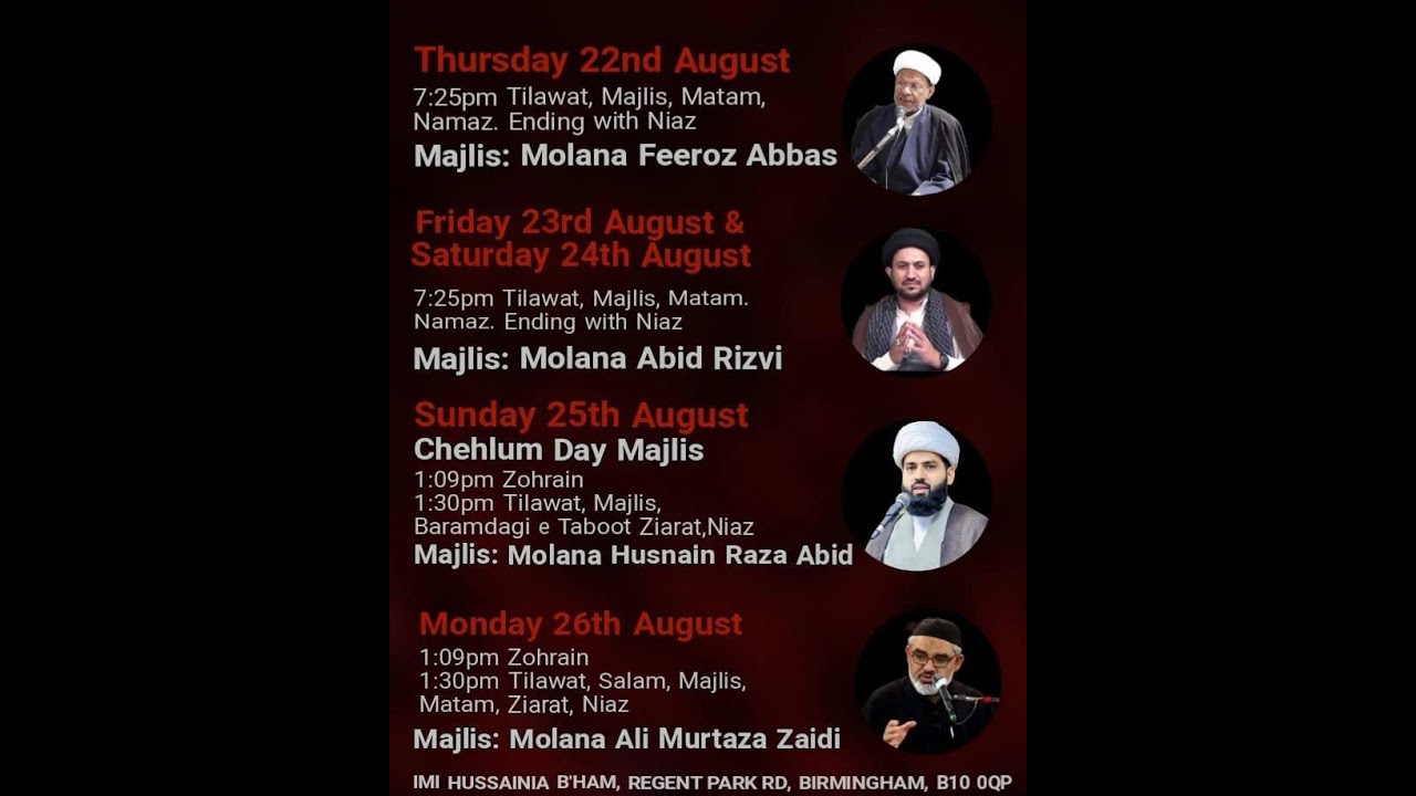 [Chehlum Imam Hussain a.s and Shuhada e Karbala] HIWM Moulana Syed Ali Murtaza Zaidi I Idaara Maarif-e-Islam (Hussainia) UK IMonday 26th August 2024